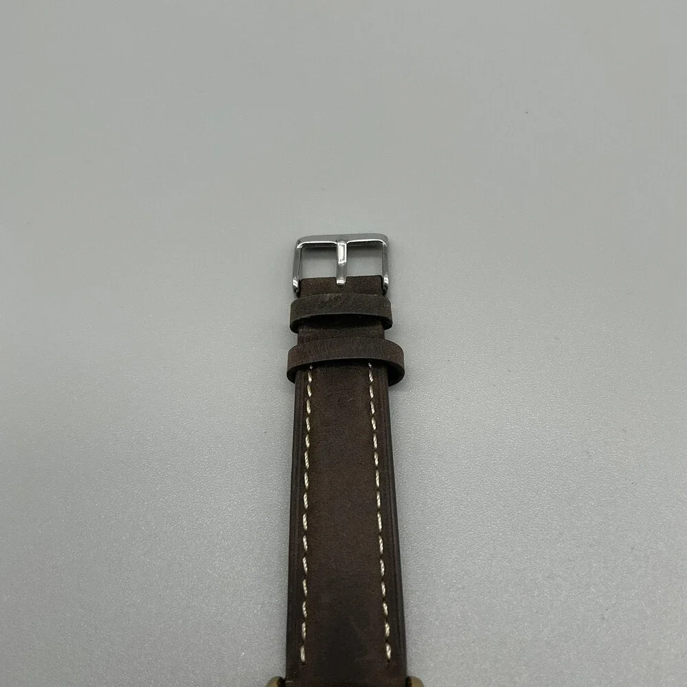 Timex Indiglo WR30M Mens Watch 35mm Cream Dial Gold Tone Leather New Battery